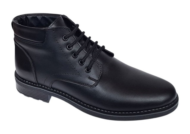 Ghete barbati casual negre din piele naturala imblanite GB101N